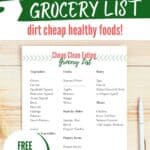 healthy grocery list free printable