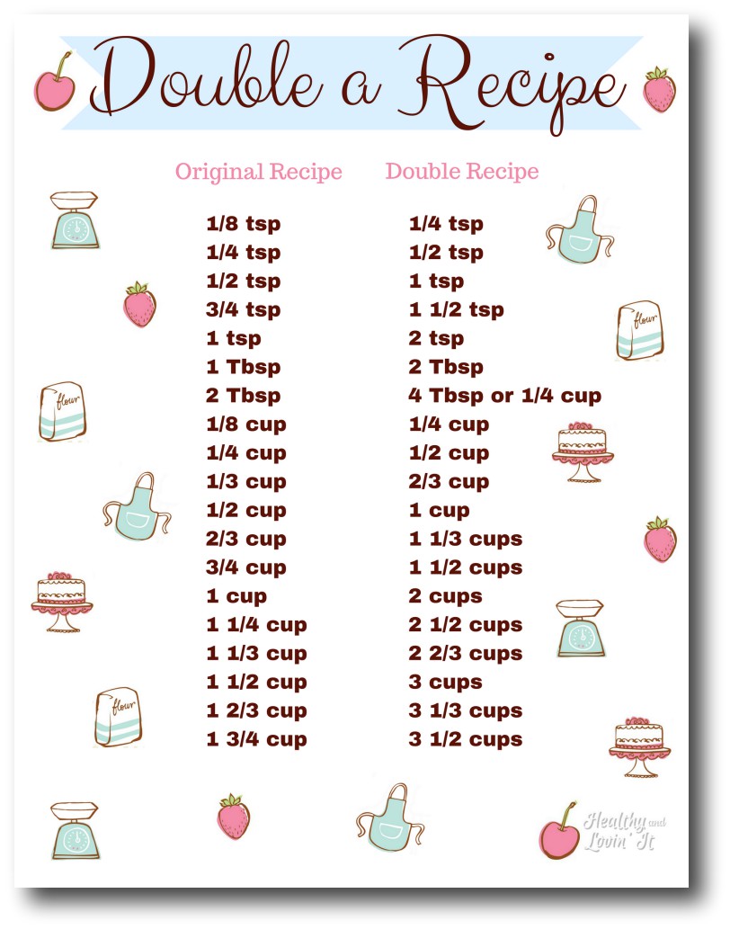 How to Double a Recipe chart