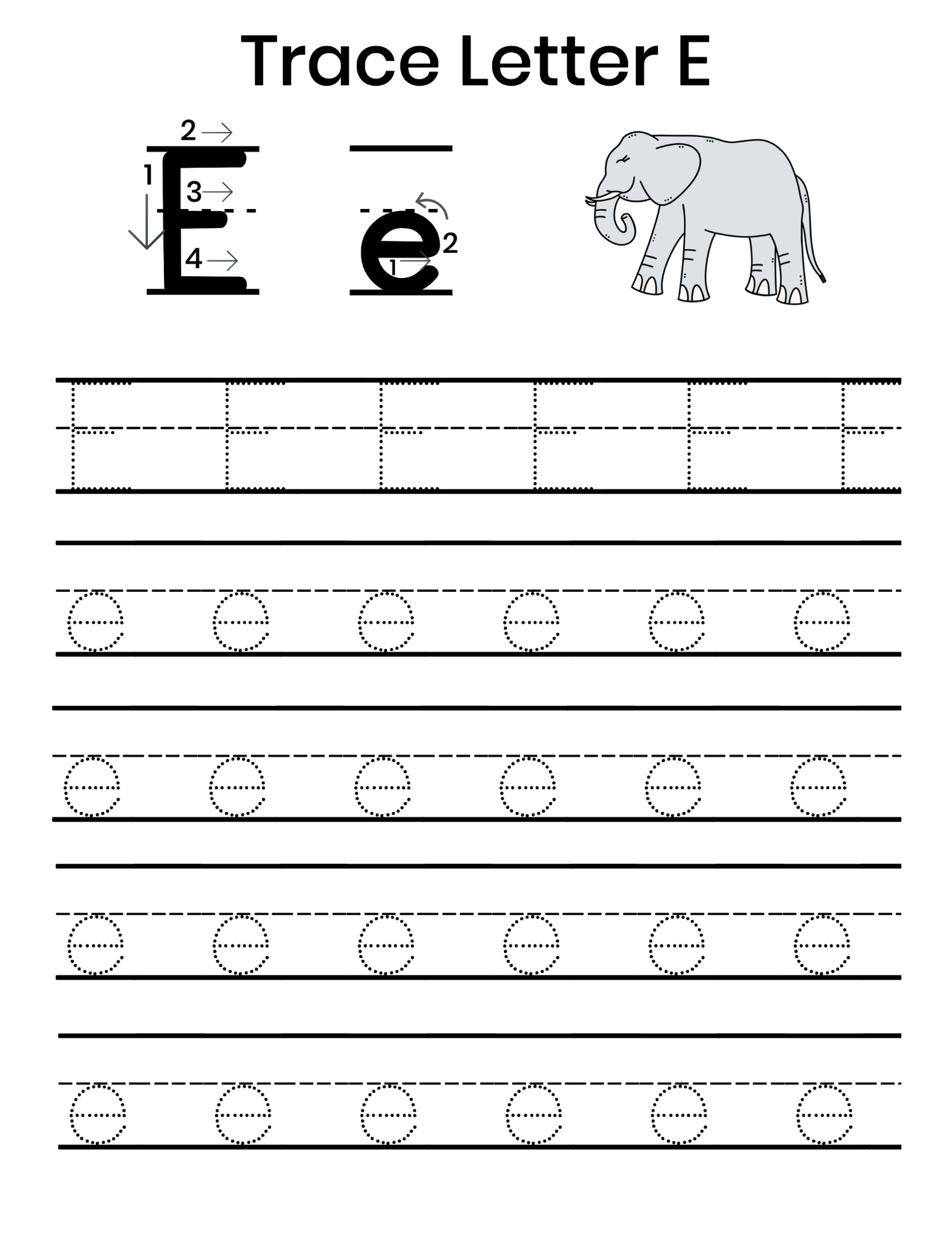 Free Printable Worksheets For The Letter E