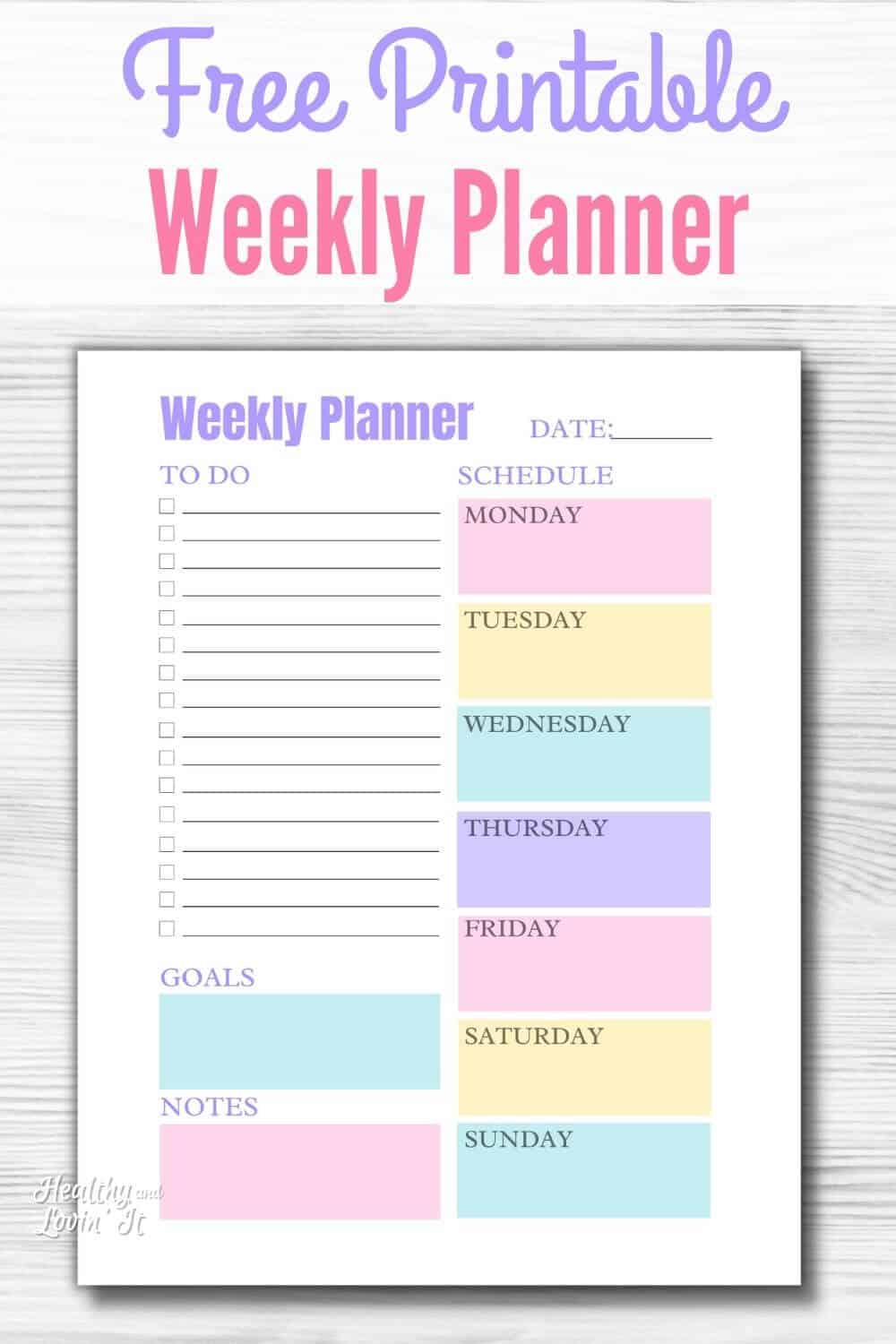 cute weekly planner printable free downloadable template