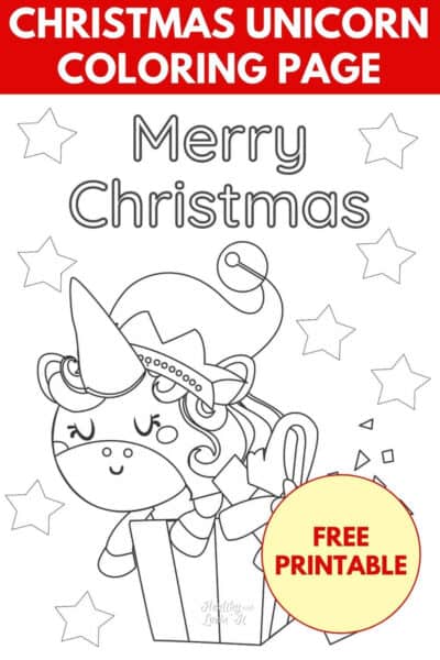 Christmas unicorn coloring sheet