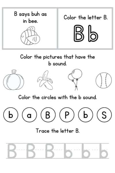 letter b worksheet