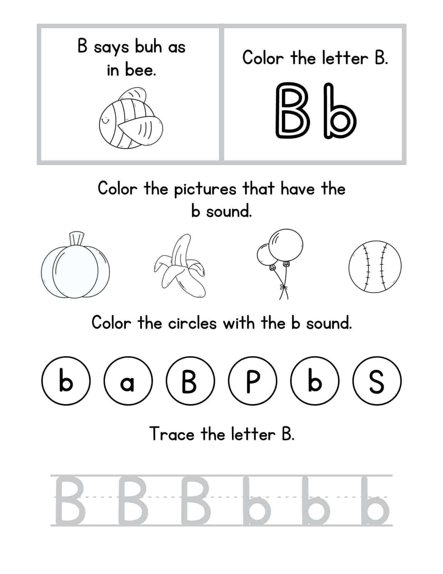free printable letter b worksheets for phonics and writing practice