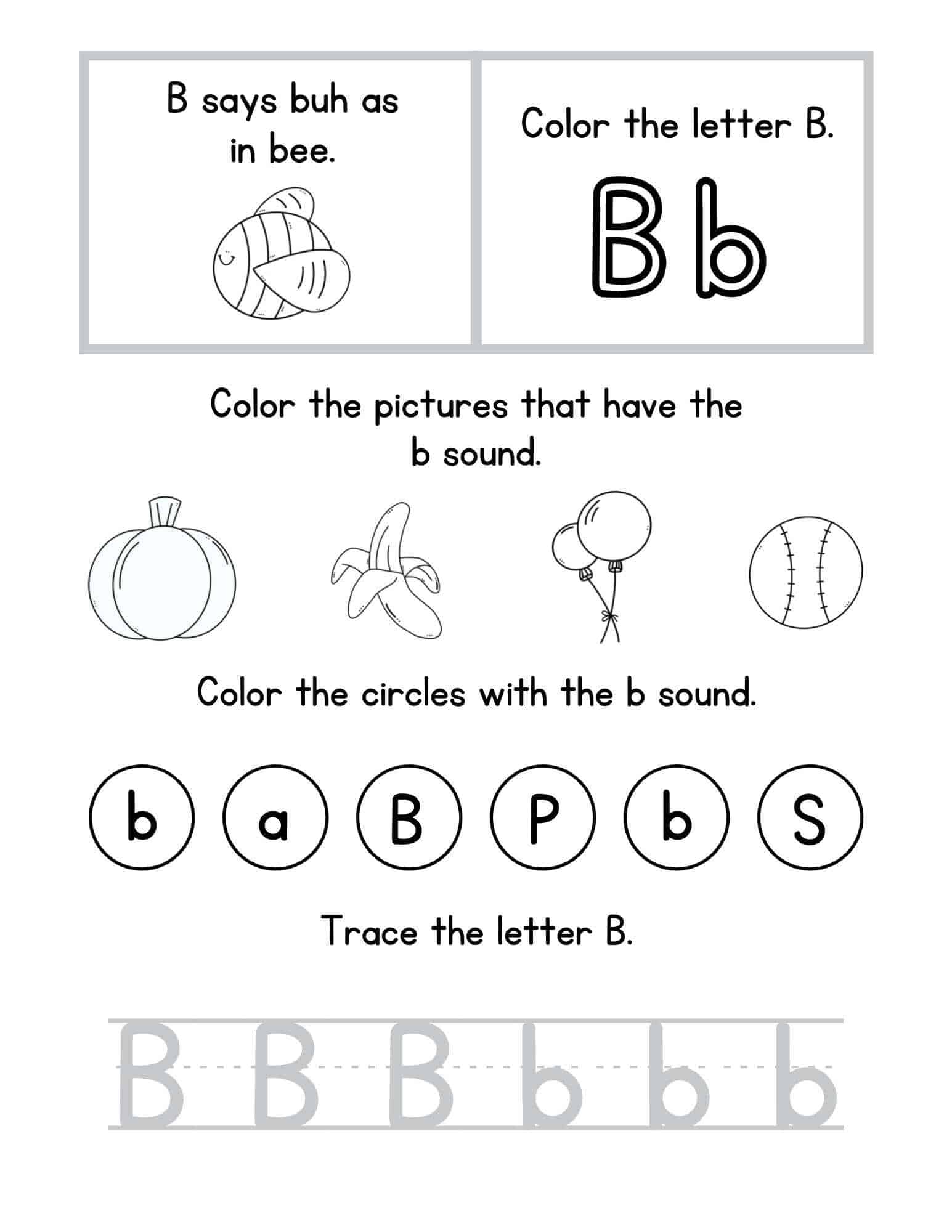 FREE* Letter B Review Worksheet