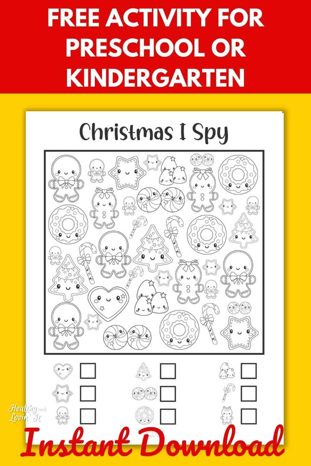 Christmas I Spy Printables for Preschool and Kindergarten - Free PDF!