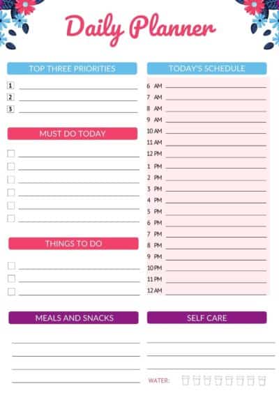 cute daily hourly planner printable