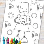 cartoon girl robot coloring page