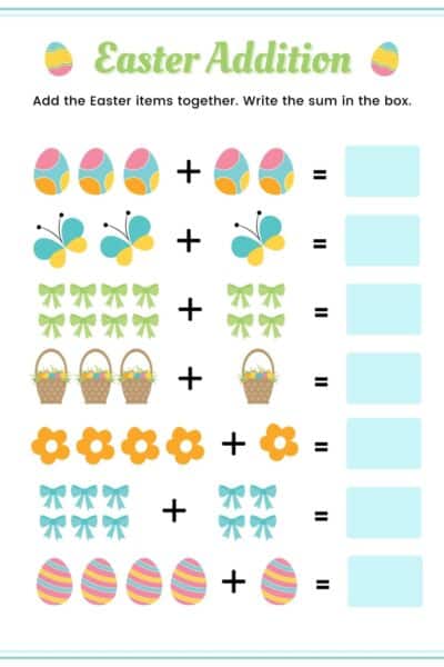 Easter addition worksheet