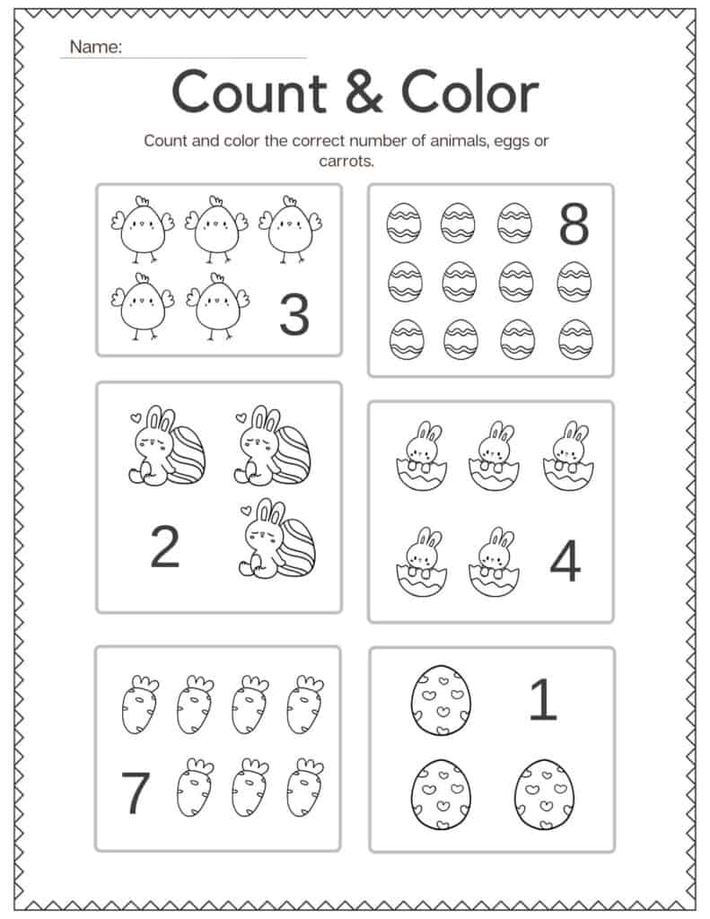 Free Easter Math Worksheets For Kindergarten