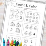 count and color easter math worksheet
