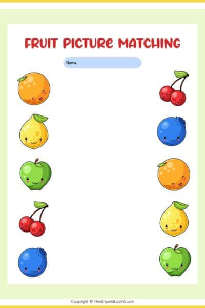 fruit matching worksheet