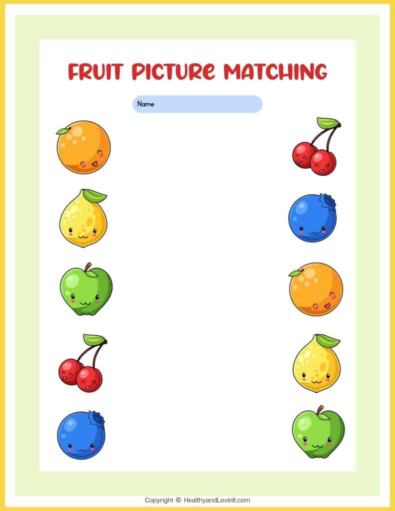 fruit matching worksheet 