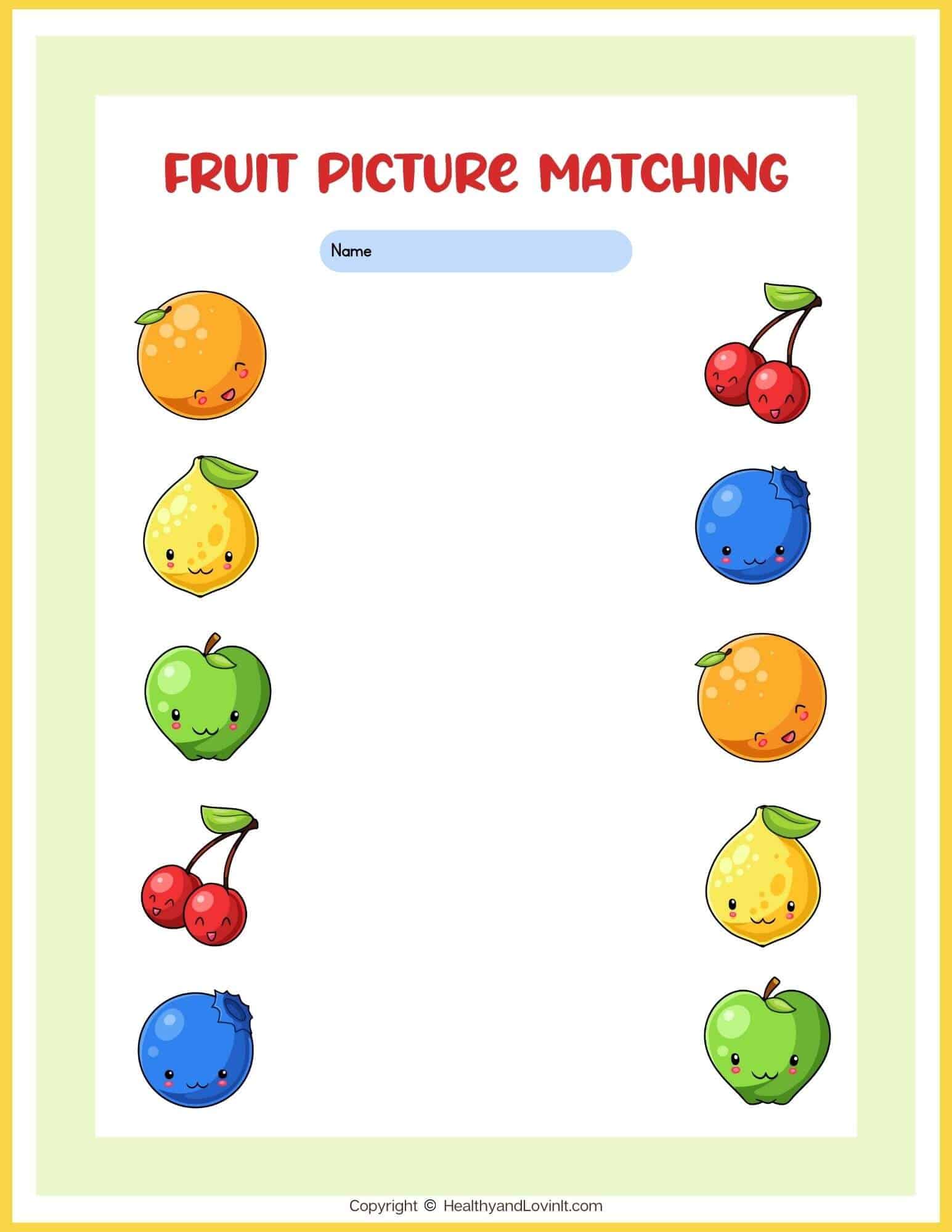 Free Printable Matching Worksheets For Kindergarten Pdf