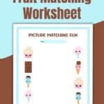 matching worksheet for preschool food