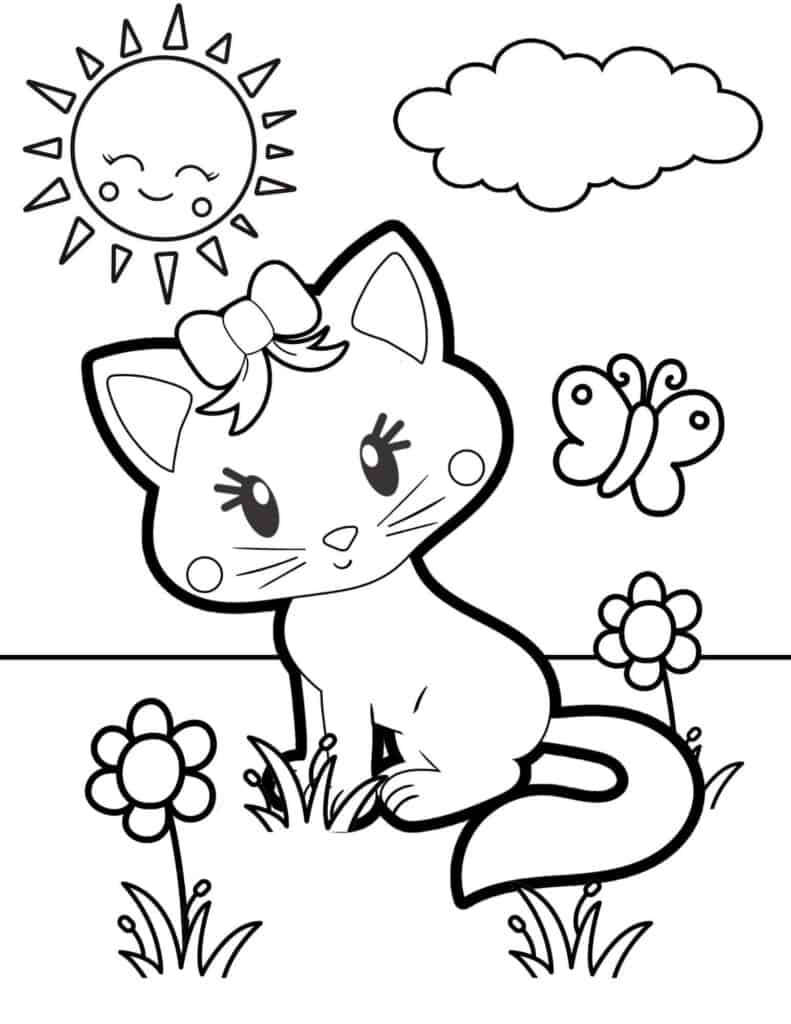 cat colouring pages