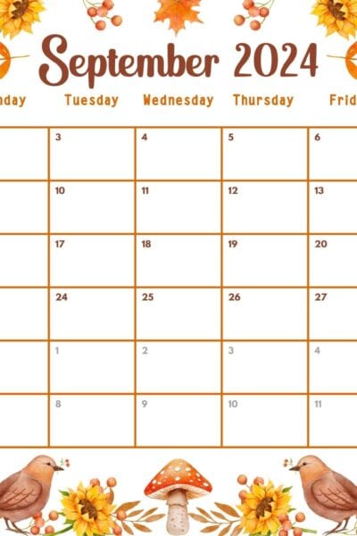 cute September calendar fall theme