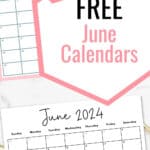 free printable June calendars